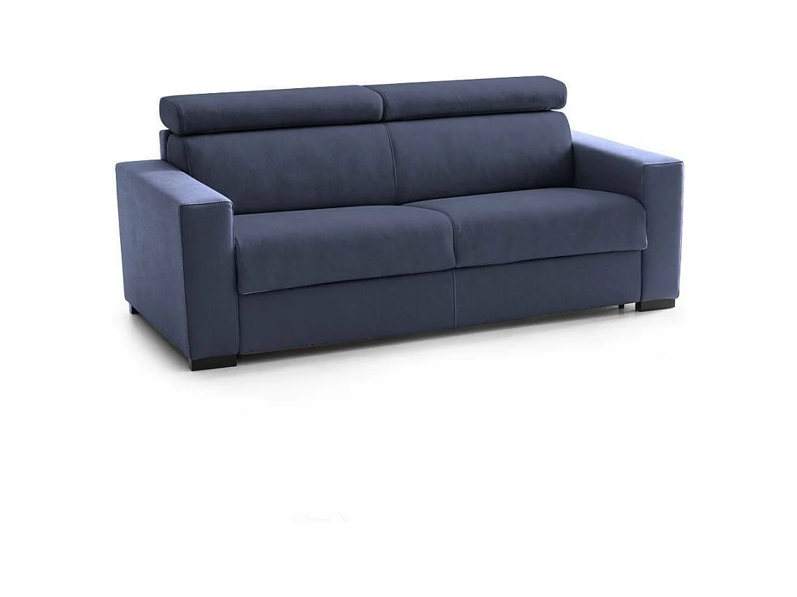 Canapé Daaneb, Grand Canapé 2 places, 100% Made in Italy, Canapé de salon à ouverture pivotante, avec appuis-tête réglables et accoudoirs fins, Cm 180x95h85, Bleu