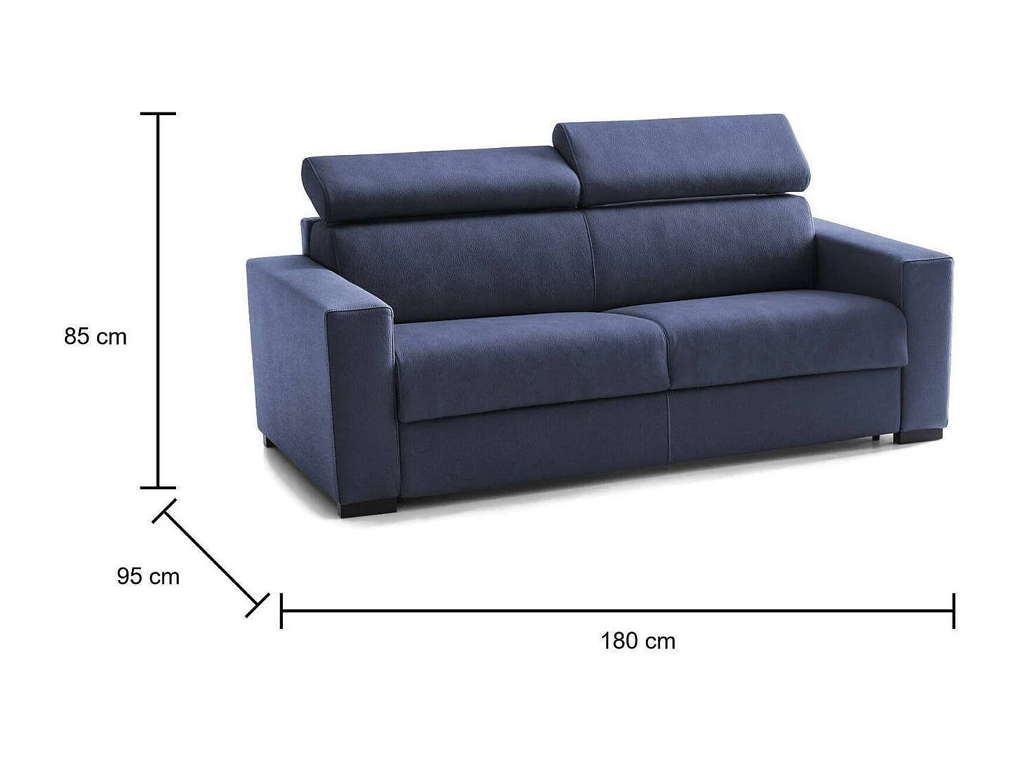 Talamo Italia - Divano letto 2 posti Aieie, Cm 180x95h85, Blu