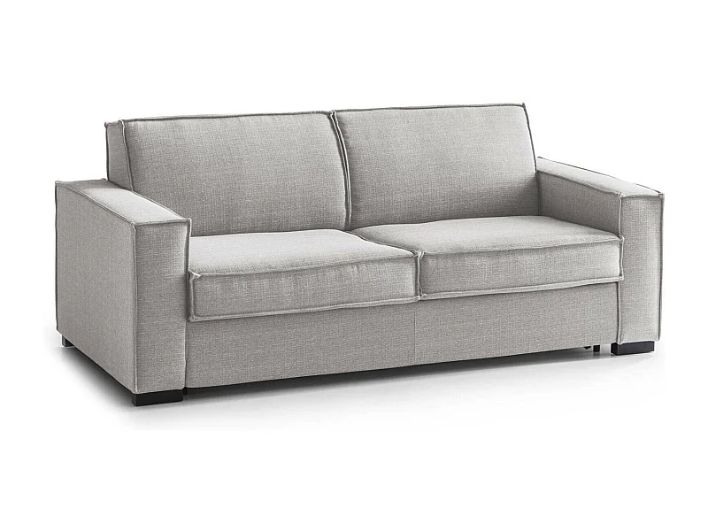 Schlafsofa Daabi, Großes 2-Sitzer-Sofa, 100% Made in Italy, Wohnzimmersofa mit drehbarer Öffnung, aus gepolstertem Stoff, mit schmalen Armlehnen, Cm 180x95h90, Grau