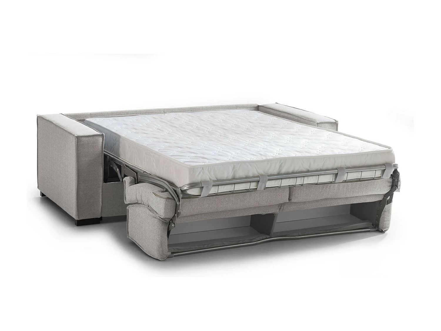 Canapé-lit Daabi, Grand canapé 2 places, 100% Made in Italy, Canapé de salon à ouverture pivotante, en tissu rembourré, avec accoudoirs fins, 180x95h90 cm, Gris