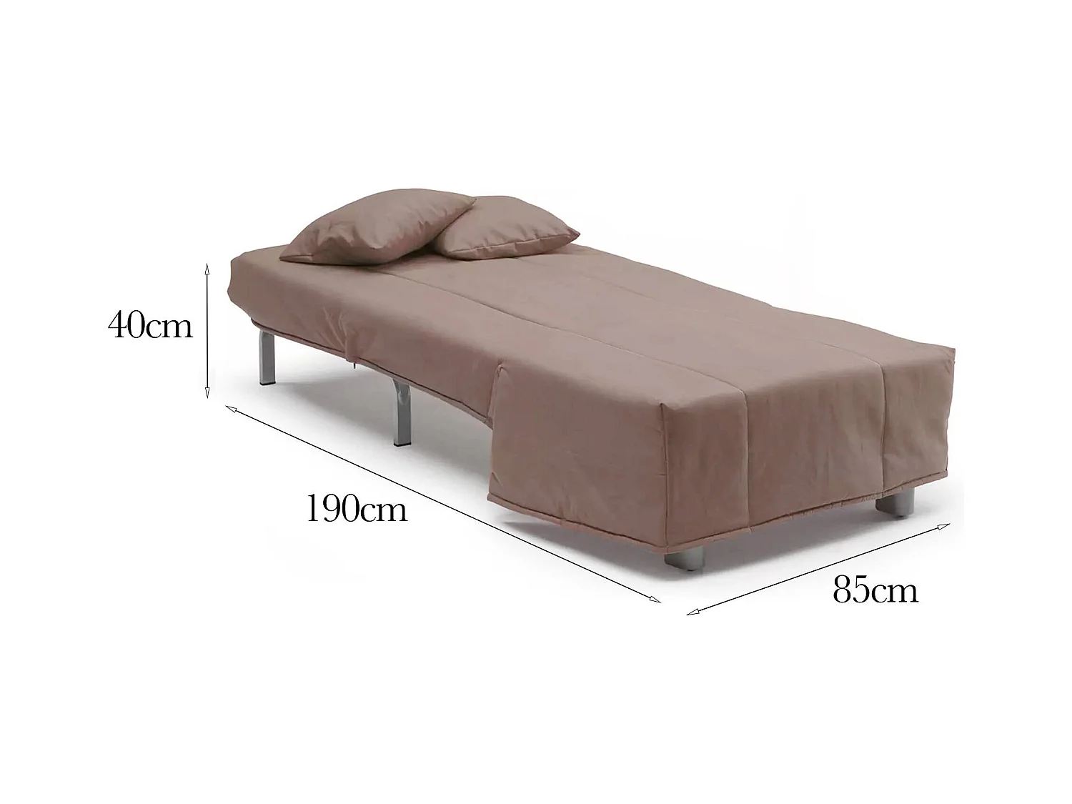 Canapé-lit Dabargi, Canapé simple, 100% Made in Italy, Fauteuil de salon avec ouverture trolley, en tissu rembourré, avec coussins inclus, 85x90h85 cm, Taupe