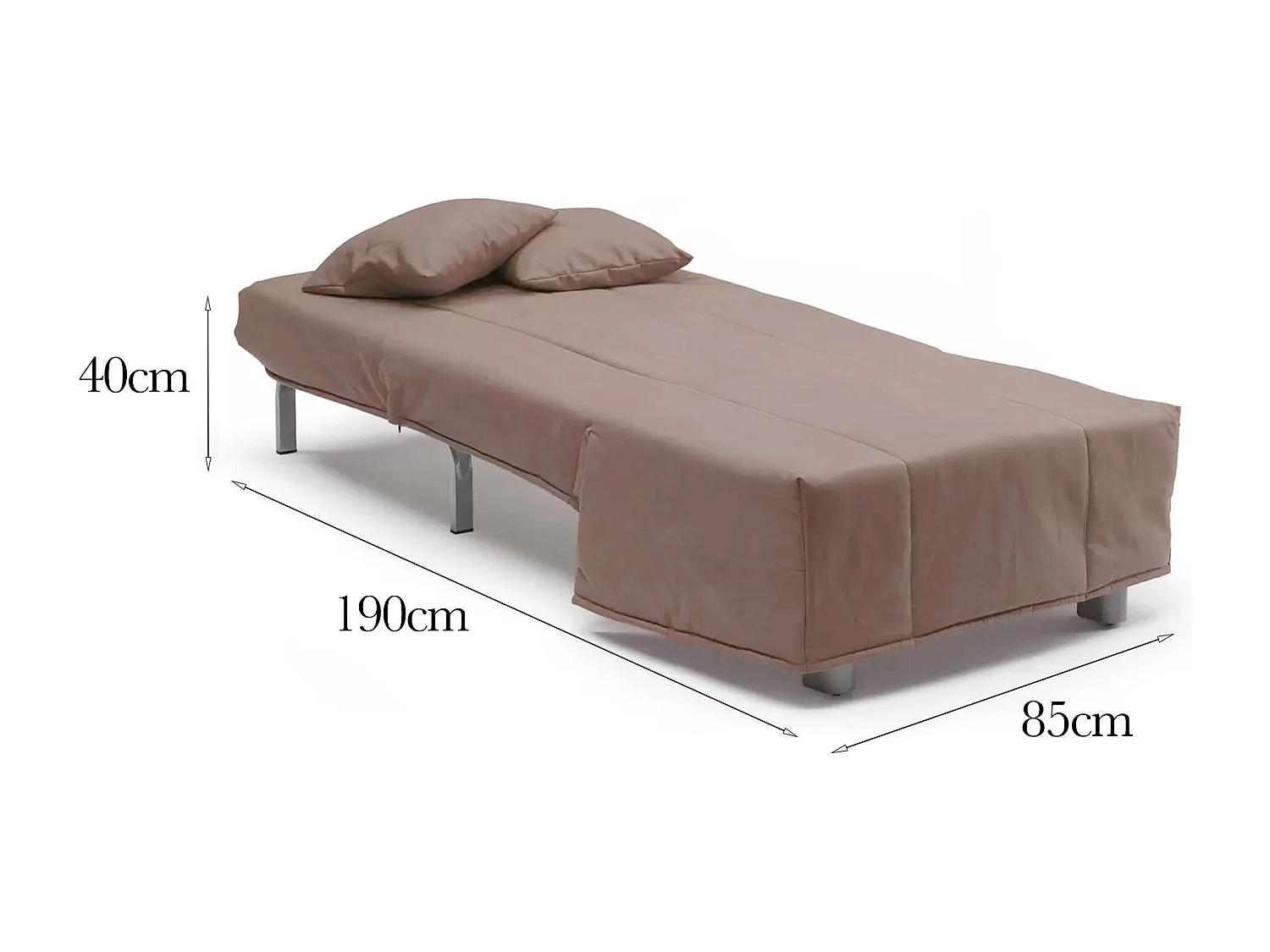 Sofa cama Dabargi, Sofá individual, 100% Made in Italy, Sillón de salón con apertura trolley, en tela acolchada, con almohadas incluidas, Cm 85x90h85, Tórtola