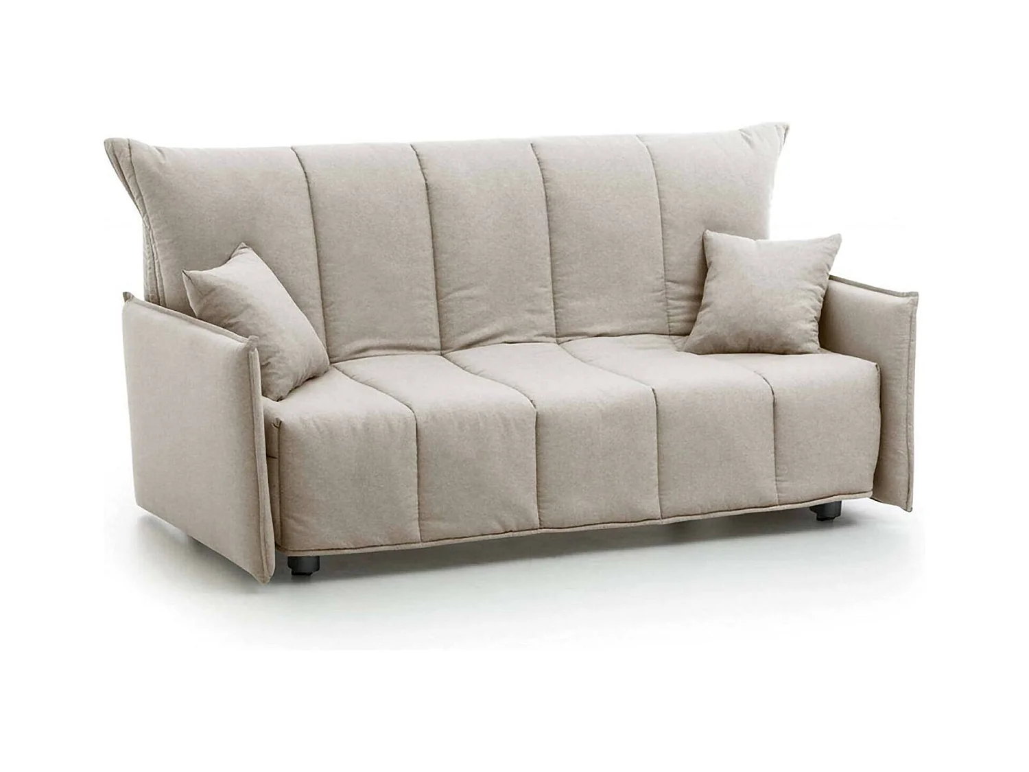 Dabali Canapé-lit, canapé 2 places, 100% Made in Italy, Canapé de salon avec ouverture trolley, en tissu rembourré, avec accoudoirs standards, 150x90h85 cm, Beige
