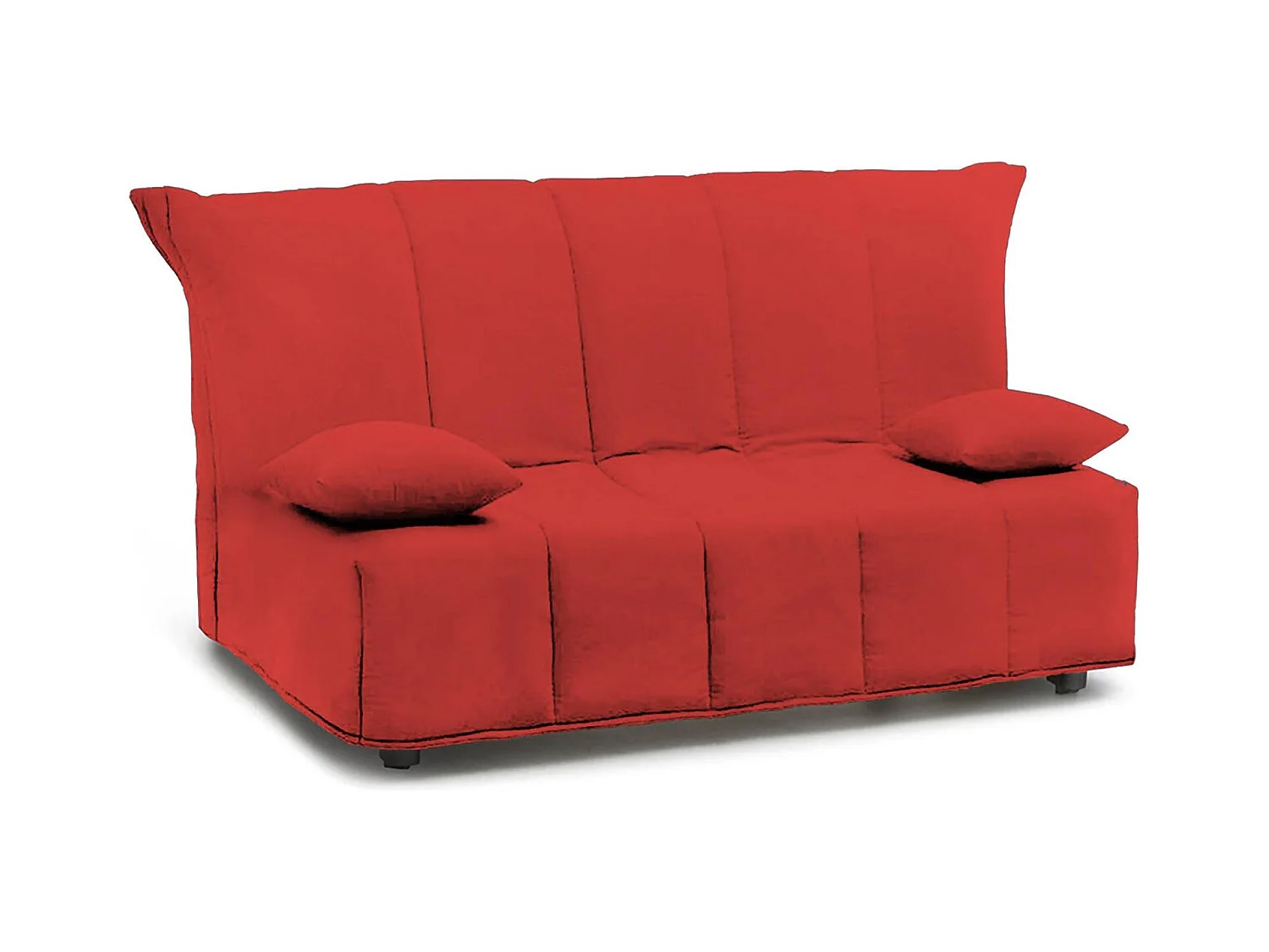 Canapé-lit Dabald, canapé 2 places, 100% Made in Italy, Canapé de salon avec ouverture trolley, en tissu rembourré, avec coussins inclus, 125x90h85 cm, Rouge