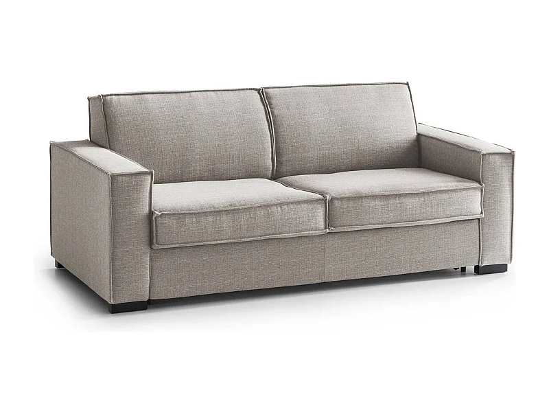 Sofá-cama Dekuba, sofá de 2 lugares, 100% Fabricado na Itália, Sofá da sala com abertura giratória, em tecido acolchoado, com braços padrão, 180x95h90 cm, Taupe