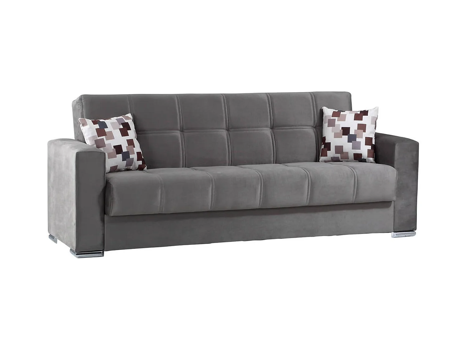 Canapé Ddelori, Canapé conteneur 3 places linéaire, Canapé de salon en tissu rembourré avec ouverture clic-clac, 226x85h91 cm, Gris
