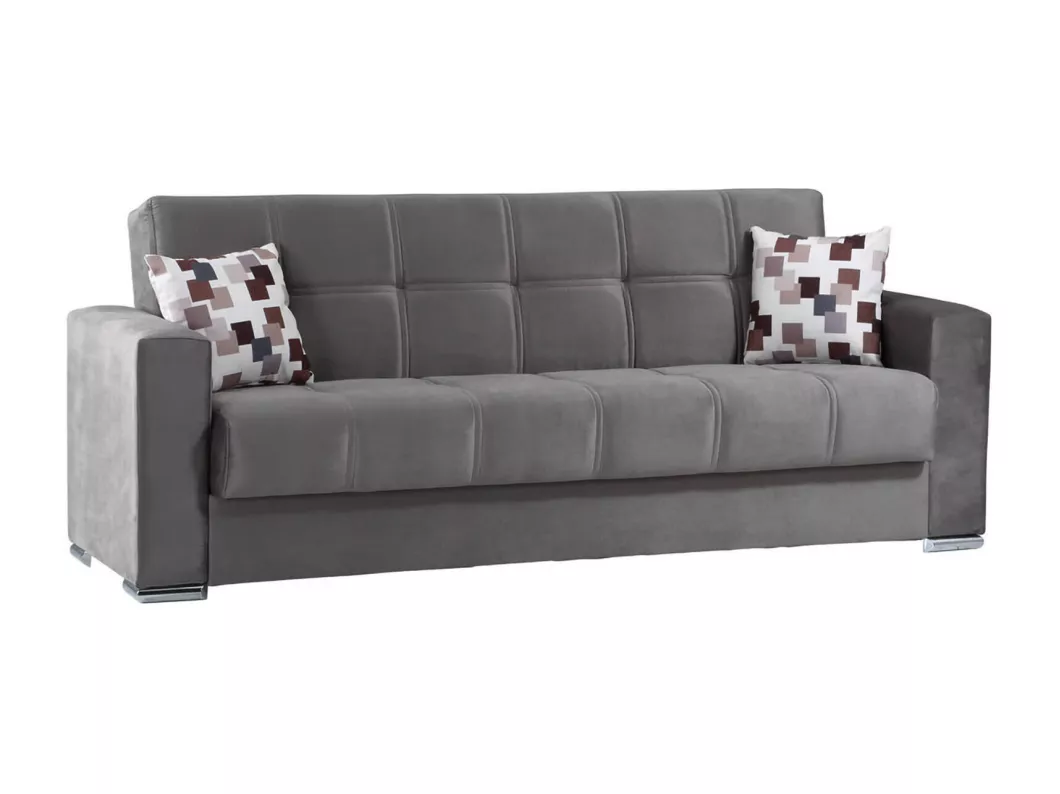 Kauf Unique Schlafsofa Ddelori, Lineares 3-Sitzer-Container-Schlafsofa, Wohnzimmersofa aus gepolstertem Stoff mit Klick-Klack-Öffnung, 226x85h91 cm, Grau