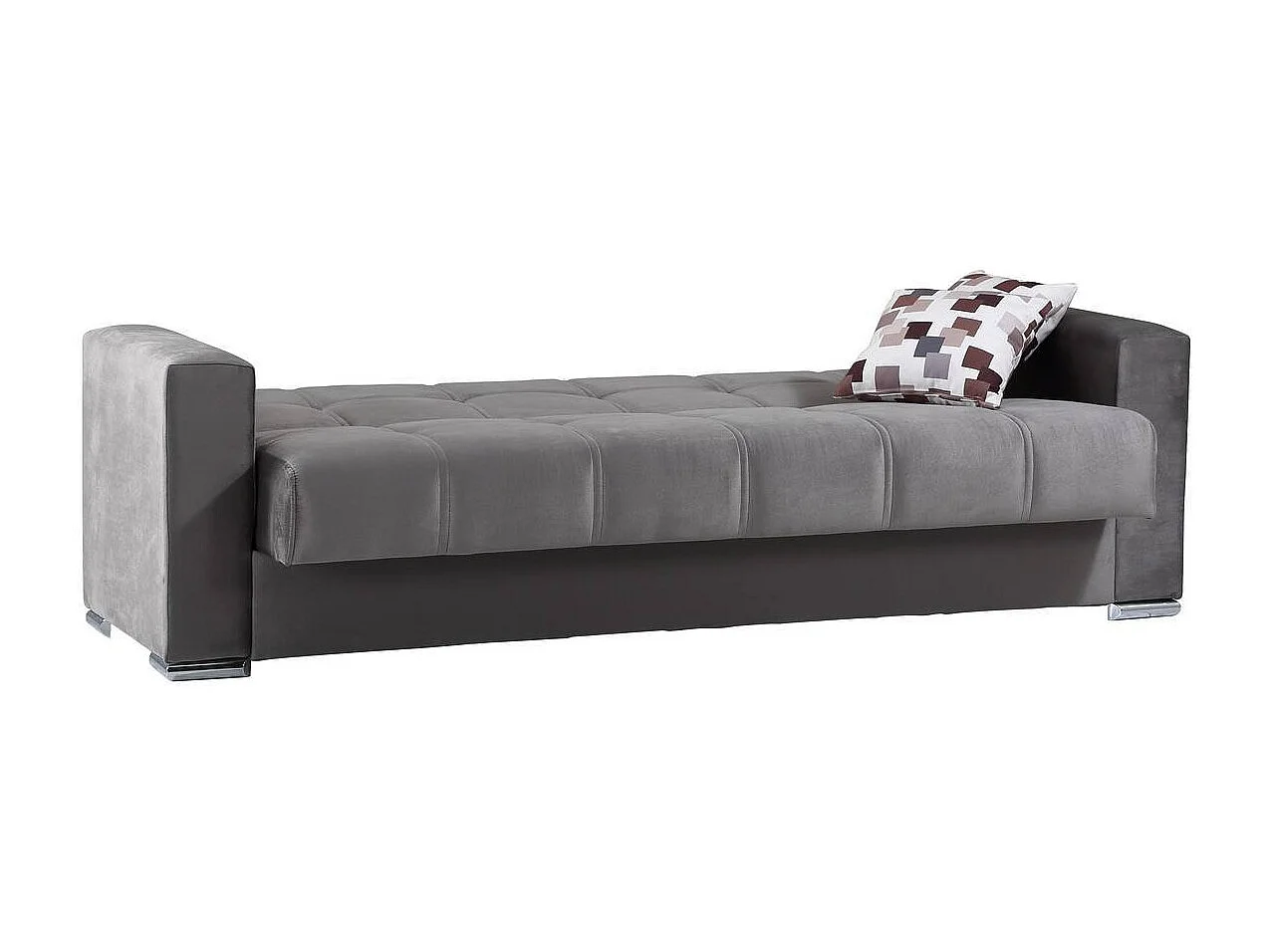 Canapé Ddelori, Canapé conteneur 3 places linéaire, Canapé de salon en tissu rembourré avec ouverture clic-clac, 226x85h91 cm, Gris