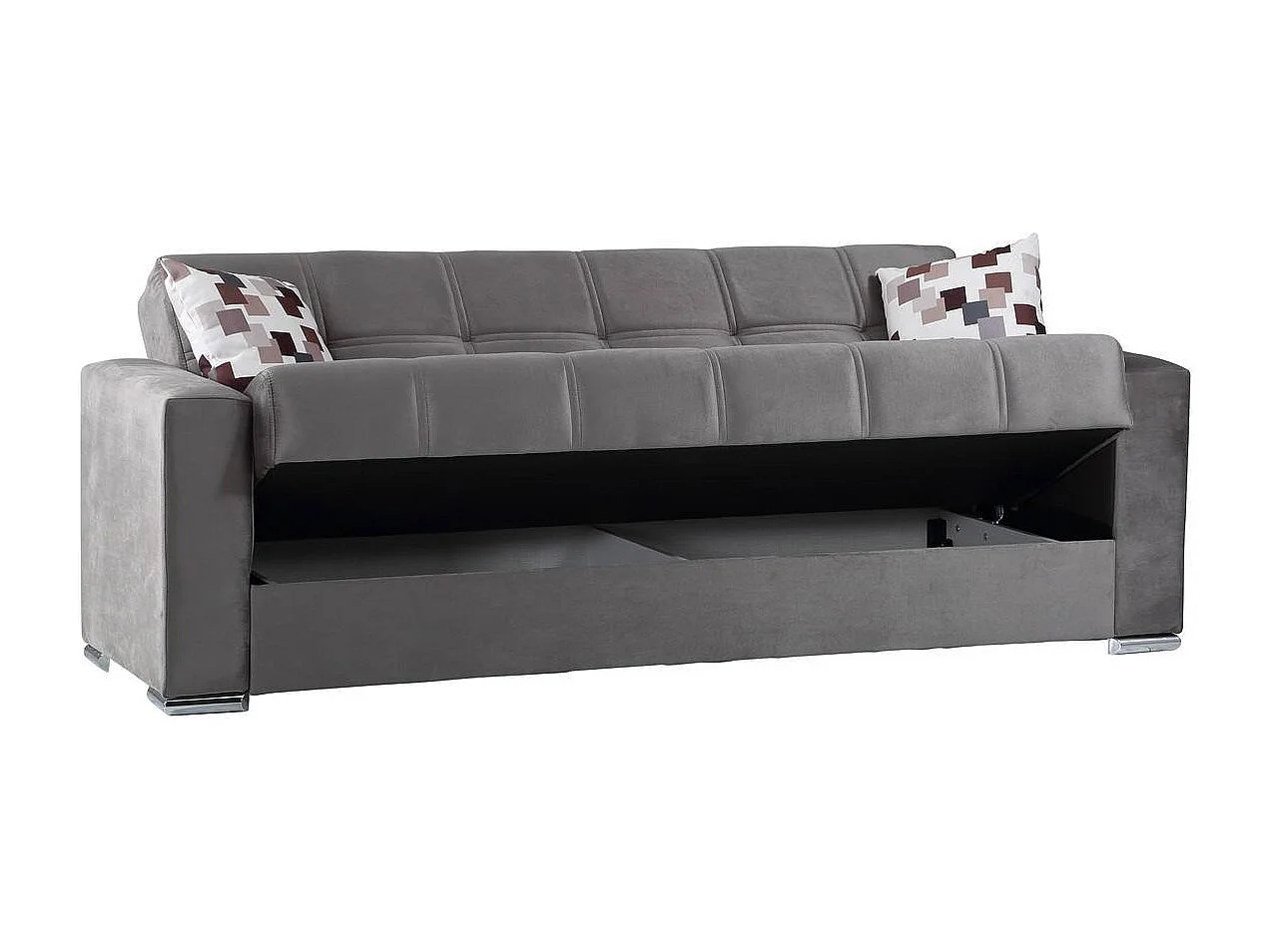 Schlafsofa Ddelori, Lineares 3-Sitzer-Container-Schlafsofa, Wohnzimmersofa aus gepolstertem Stoff mit Klick-Klack-Ã–ffnung, 226x85h91 cm, Grau