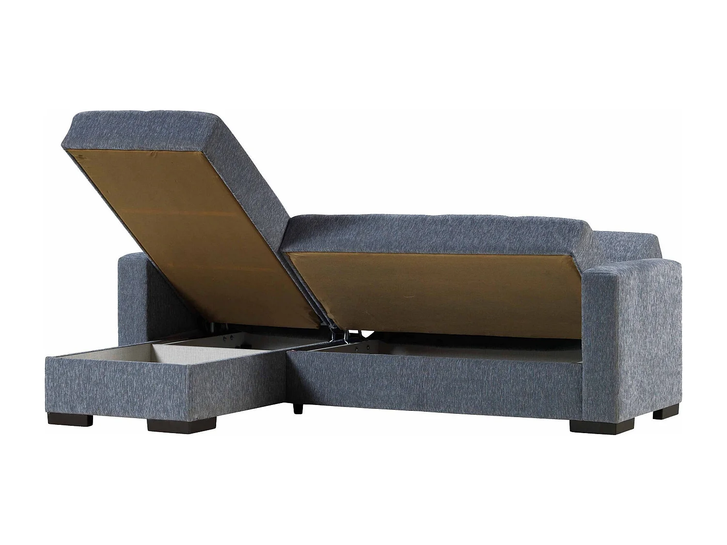 Dmora - Divano letto con penisola Armadillo, 230x150h81 cm, Grigio