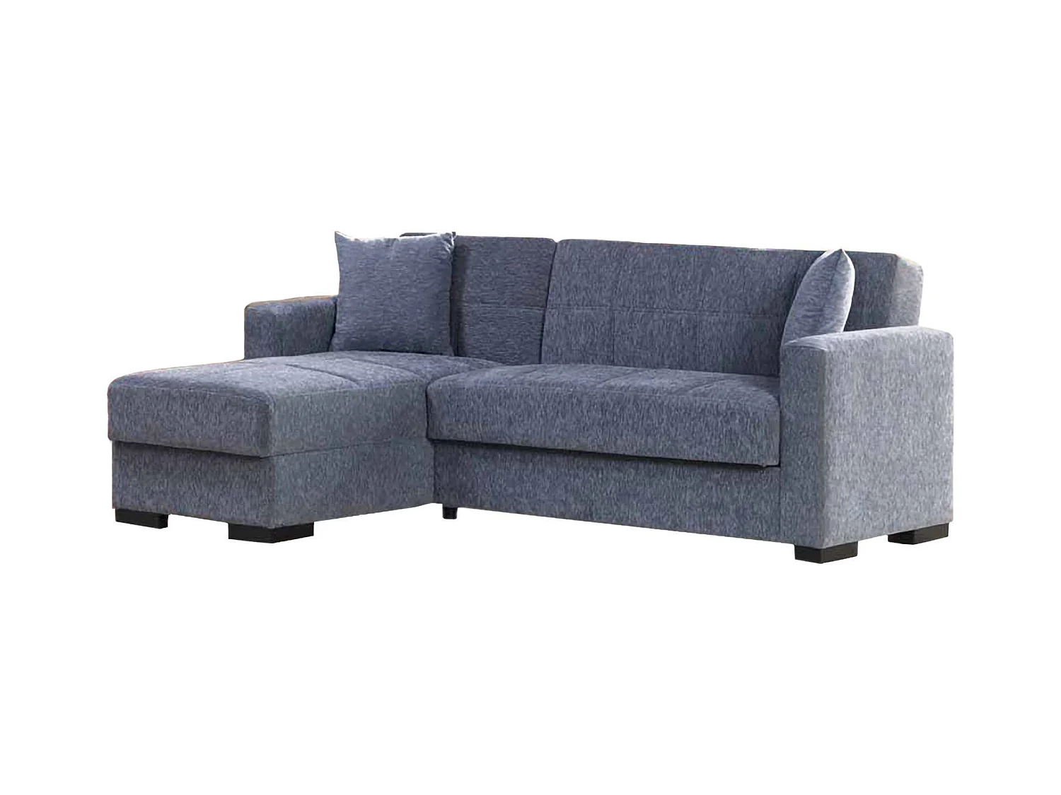 Canapé Ddajca, Canapé d'angle avec péninsule réversible, Canapé de rangement pour le salon avec chaiselongue et 2 coussins, 230x150h81 cm, Gris