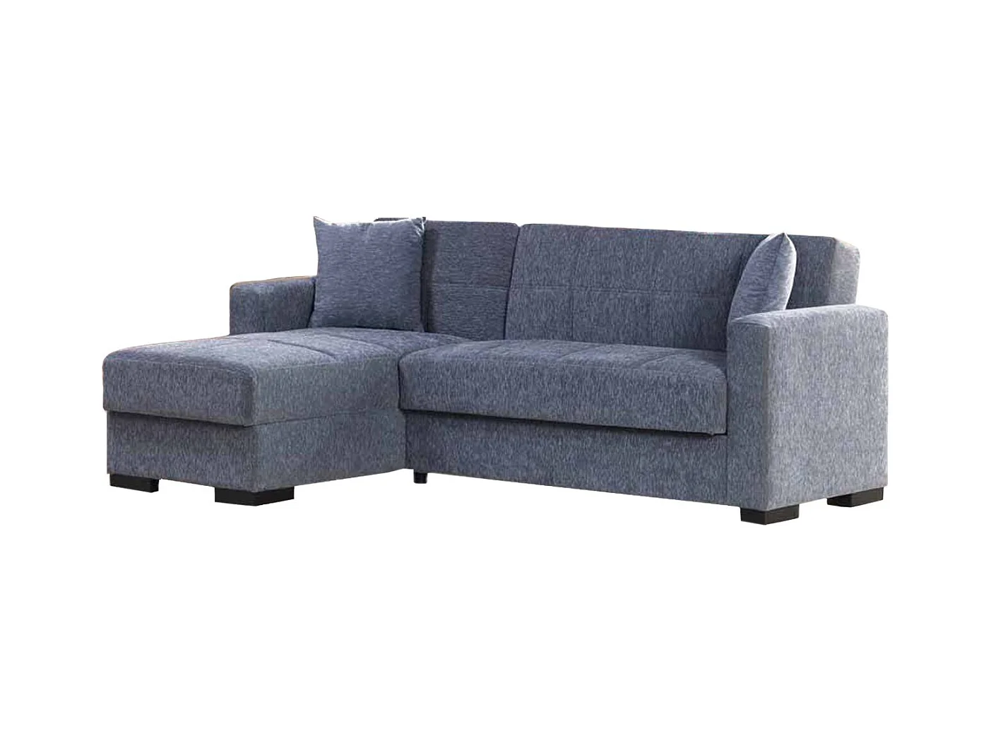 Canapé Ddajca, Canapé d'angle avec péninsule réversible, Canapé de rangement pour le salon avec chaiselongue et 2 coussins, 230x150h81 cm, Gris