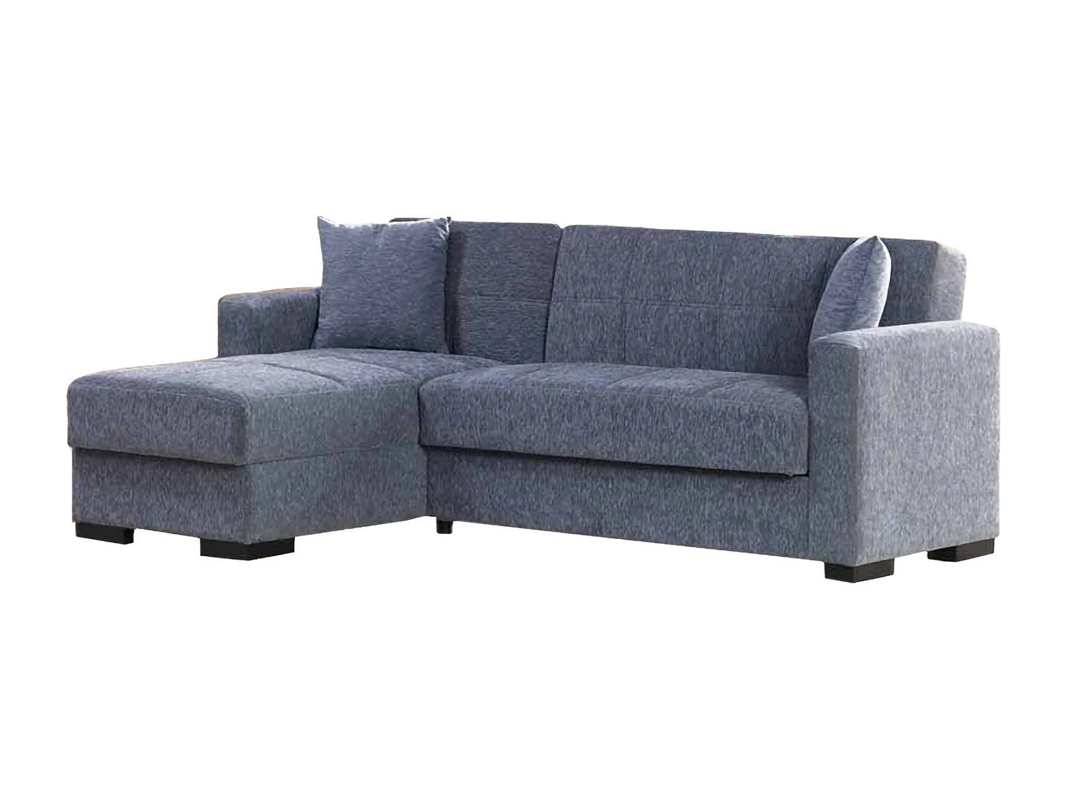 Canapé Ddajca, Canapé d'angle avec péninsule réversible, Canapé de rangement pour le salon avec chaiselongue et 2 coussins, 230x150h81 cm, Gris