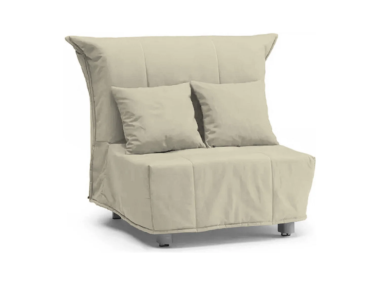 Canapé-lit Dabargi, Canapé simple, 100% Made in Italy, Fauteuil de salon avec ouverture trolley, en tissu rembourré, avec coussins inclus, 85x90h85 cm, Beige