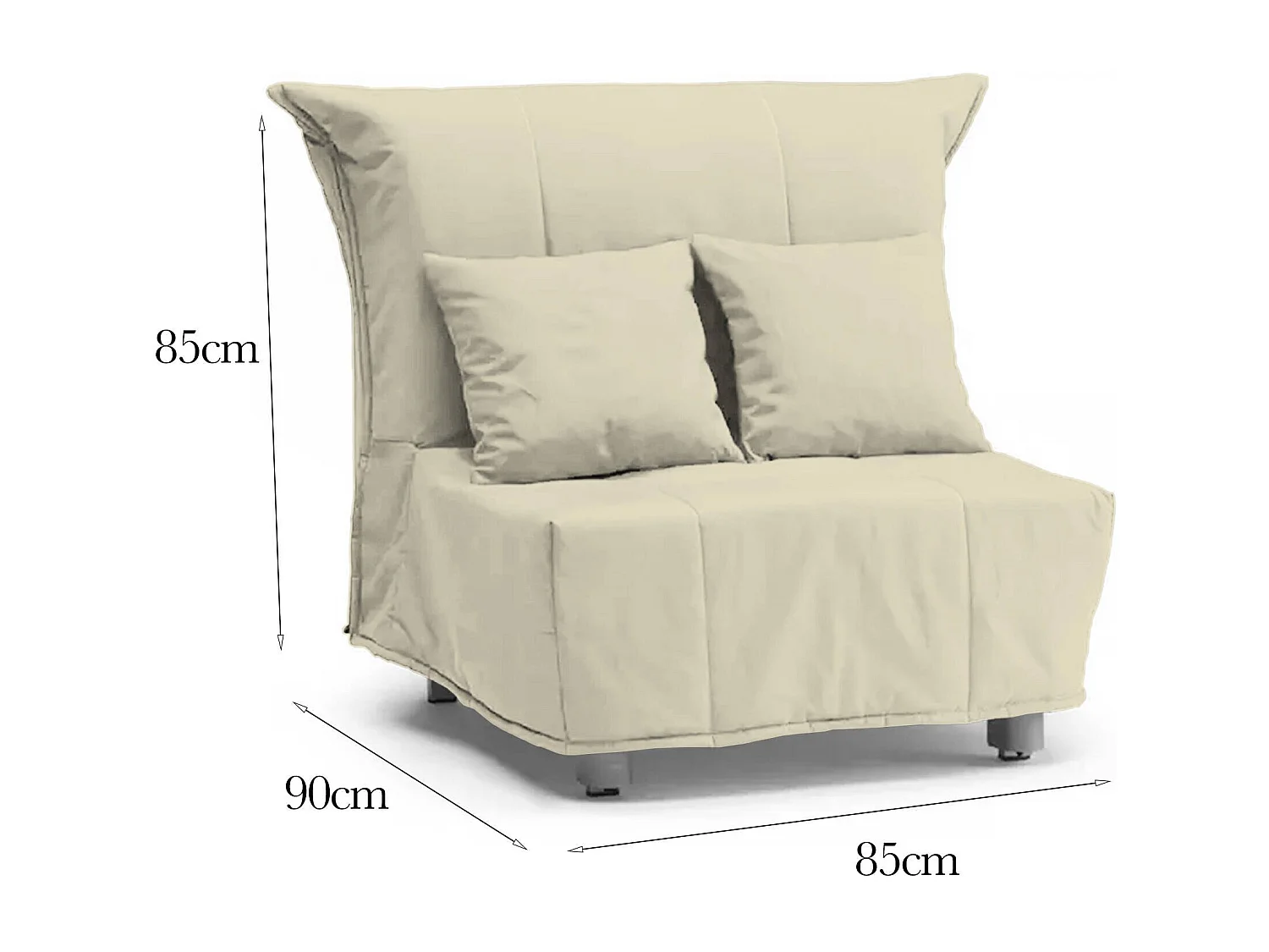 Canapé-lit Dabargi, Canapé simple, 100% Made in Italy, Fauteuil de salon avec ouverture trolley, en tissu rembourré, avec coussins inclus, 85x90h85 cm, Beige