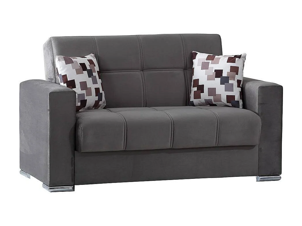 Sofá cama Dgosen, Sofá cama contenedor lineal 2 plazas, Sofá de salón en tela acolchada con apertura clic-clac, 160x85h91 cm, Gris