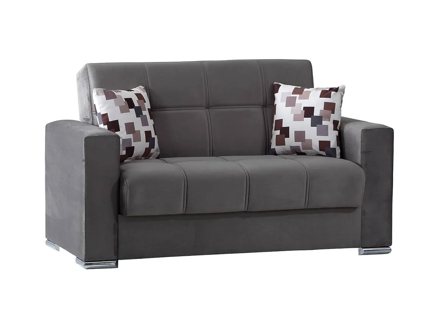 Schlafsofa Dgosen, Lineares 2-Sitzer-Container-Schlafsofa, Wohnzimmersofa aus gepolstertem Stoff mit Klick-Klack-Ã–ffnung, 160x85h91 cm, Grau