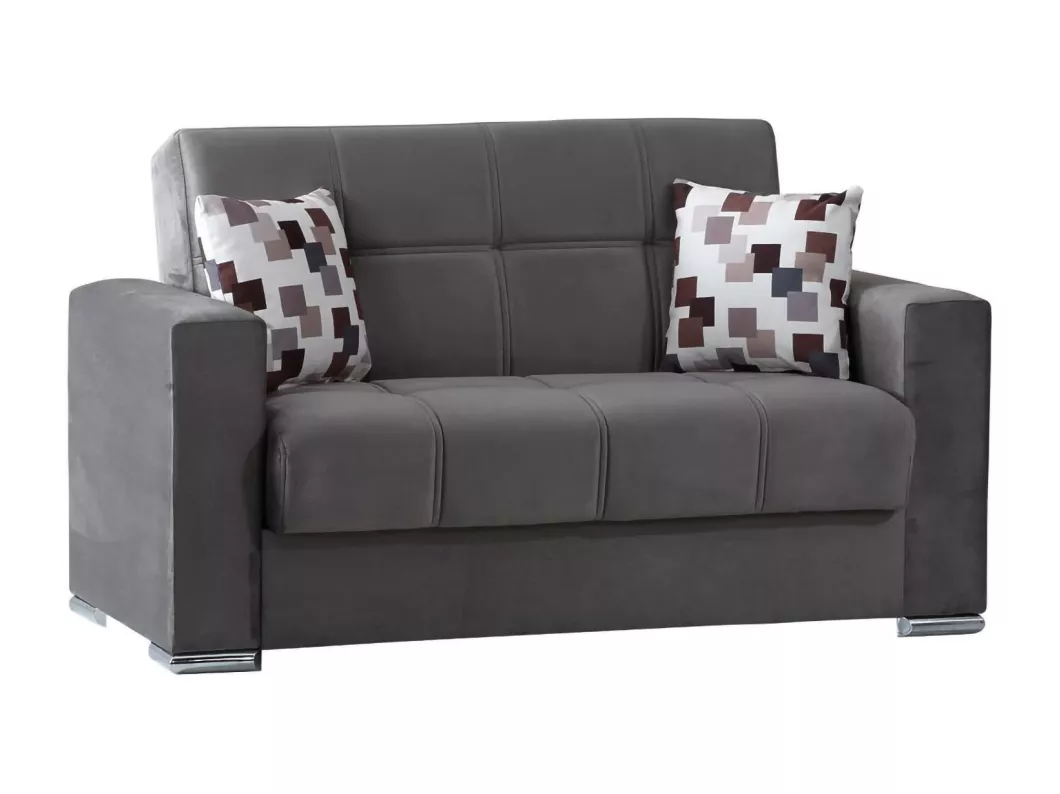 Kauf Unique Schlafsofa Dgosen, Lineares 2-Sitzer-Container-Schlafsofa, Wohnzimmersofa aus gepolstertem Stoff mit Klick-Klack-Öffnung, 160x85h91 cm, Grau