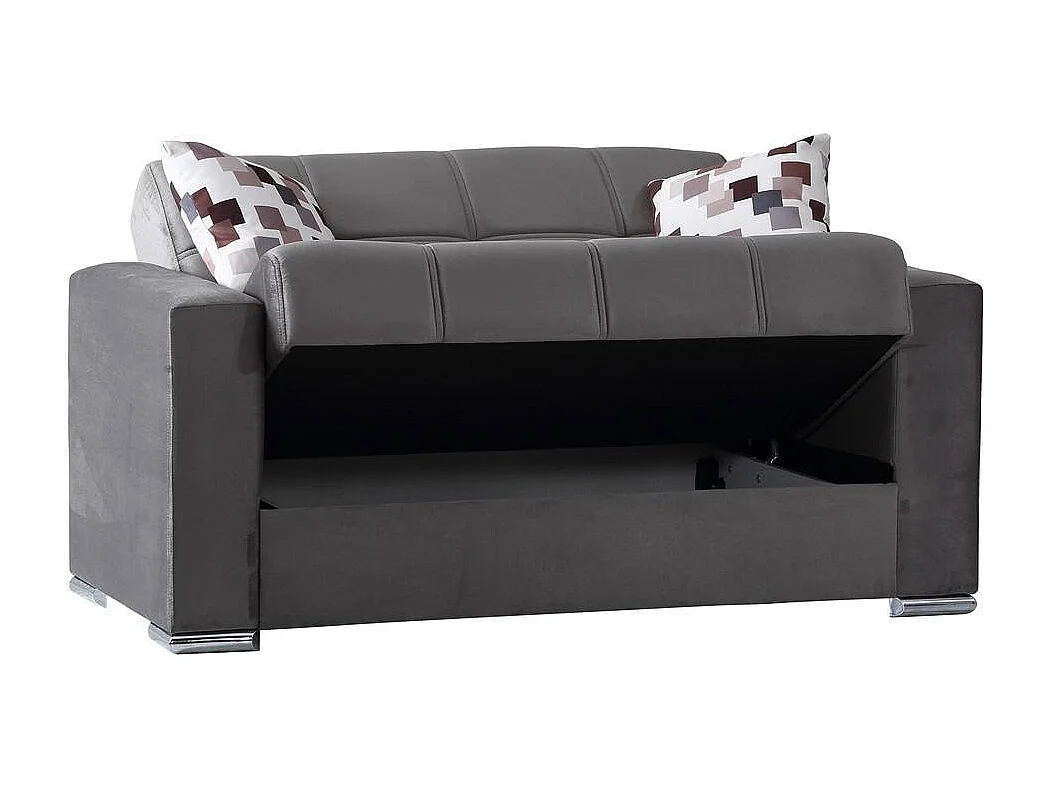 Sofá-cama Dgosen, sofá-cama contêiner linear de 2 lugares, Sofá da sala em tecido acolchoado com abertura click-clack, 160x85h91 cm, Cinza
