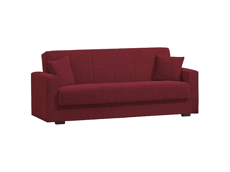 Canapé Dlinette, Canapé conteneur 3 places linéaire, Canapé de salon en tissu rembourré avec ouverture clic-clac, 212x80h87 cm, Rouge