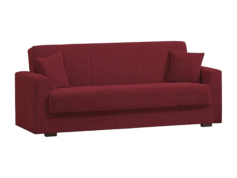 Dlinette slaapbank, 3-zits lineaire containerslaapbank, Woonkamerbank in gewatteerde stof met klik-klakopening, 212x80h87 cm, Rood