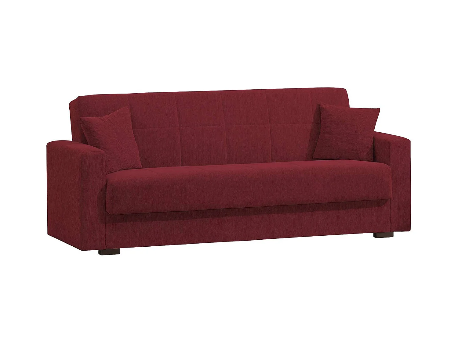 Canapé Dlinette, Canapé conteneur 3 places linéaire, Canapé de salon en tissu rembourré avec ouverture clic-clac, 212x80h87 cm, Rouge