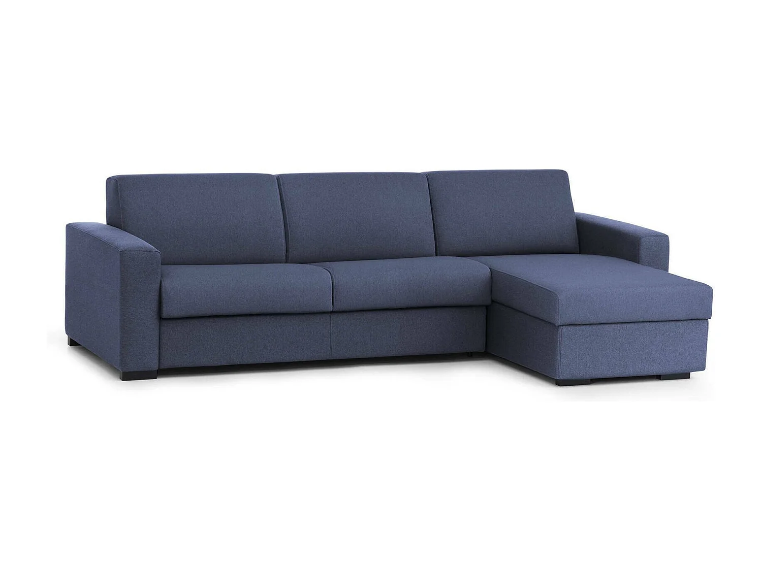 Schlafsofa Dabakar, Ecksofa, 100% Made in Italy, Sofa mit Drehöffnung, mit Wendebehälter Halbinsel, mit Standard-Armlehnen, Cm 280x95h90, Blau