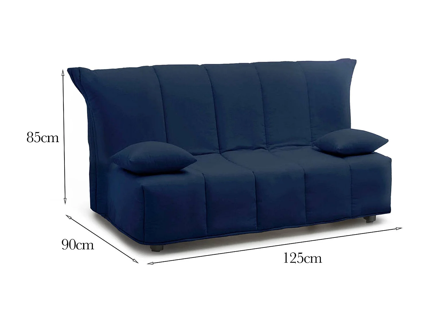 Canapé-lit Dabald, canapé 2 places, 100% Made in Italy, Canapé de salon avec ouverture trolley, en tissu rembourré, avec coussins inclus, 125x90h85 cm, Bleu