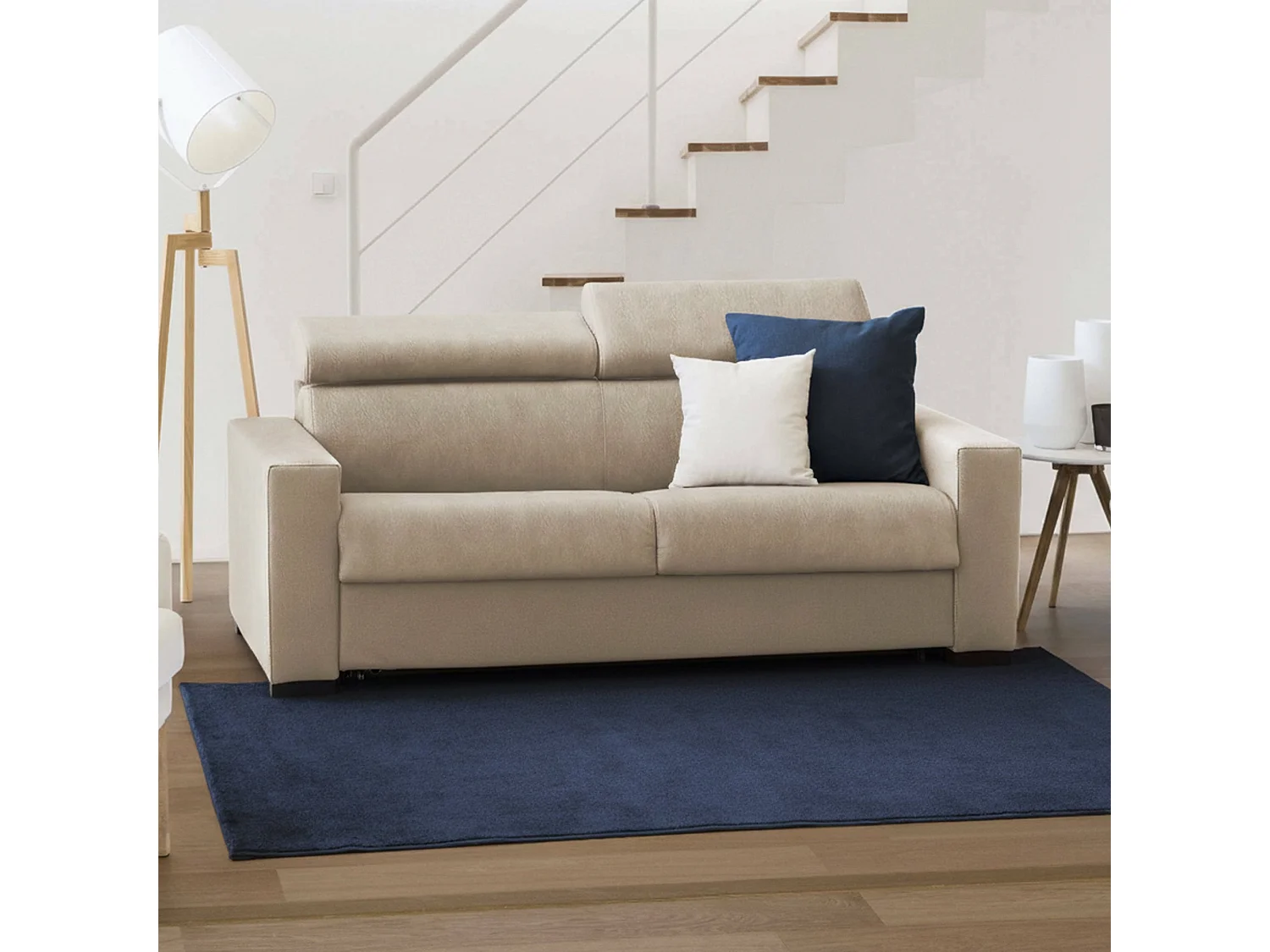 Canapé Daalhou, Canapé 2 places, 100% Made in Italy, Canapé de salon à ouverture pivotante, avec appuis-tête réglables et accoudoirs standard, Cm 180x95h85, Beige