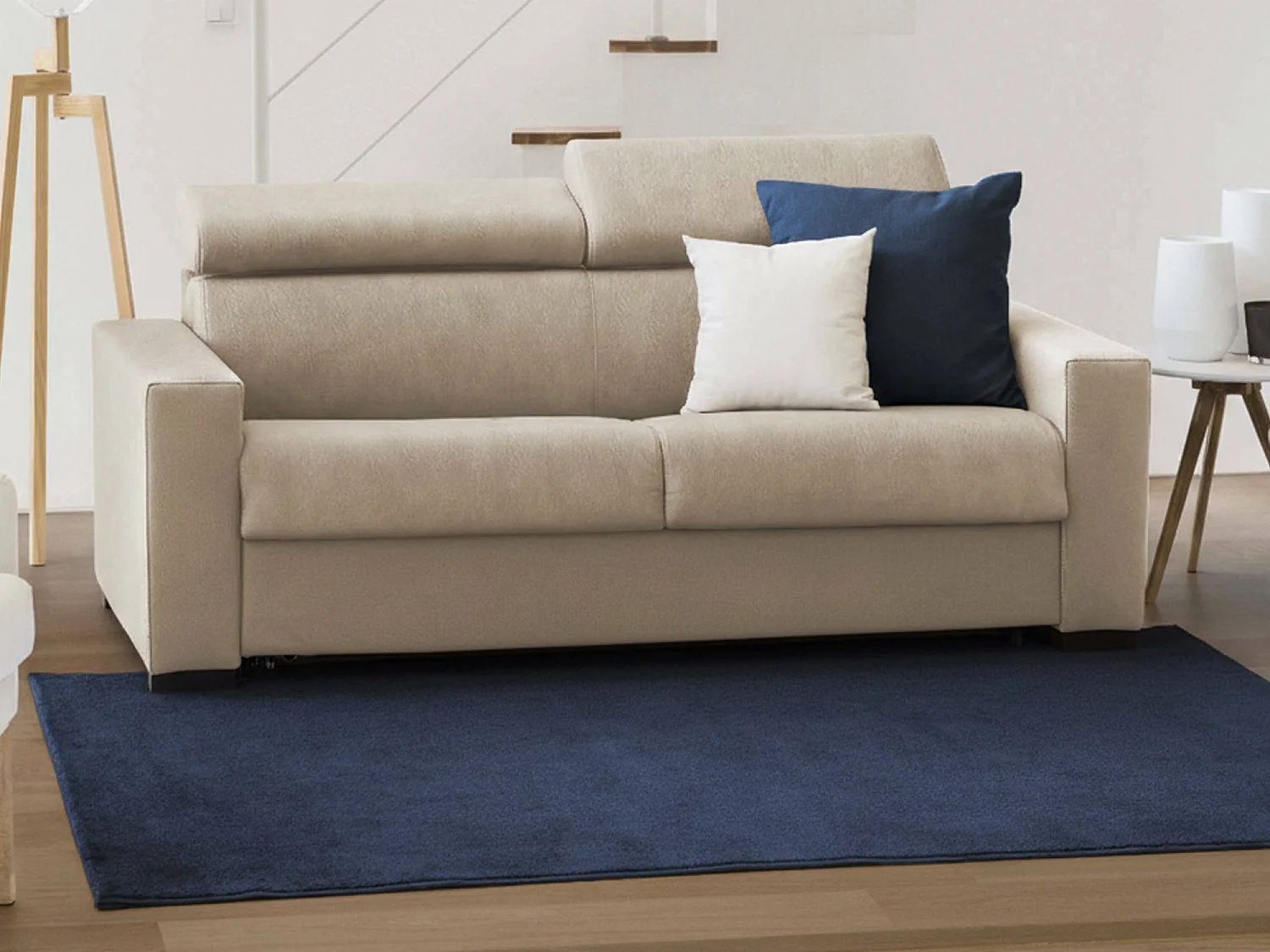 Canapé Daalhou, Canapé 2 places, 100% Made in Italy, Canapé de salon à ouverture pivotante, avec appuis-tête réglables et accoudoirs standard, Cm 180x95h85, Beige