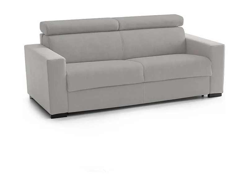 Canapé-lit Daame, canapé 2 places, 100% Made in Italy, Canapé de salon à ouverture pivotante, avec appuie-tête réglables et accoudoirs fins, 160x95h85 cm, Gris