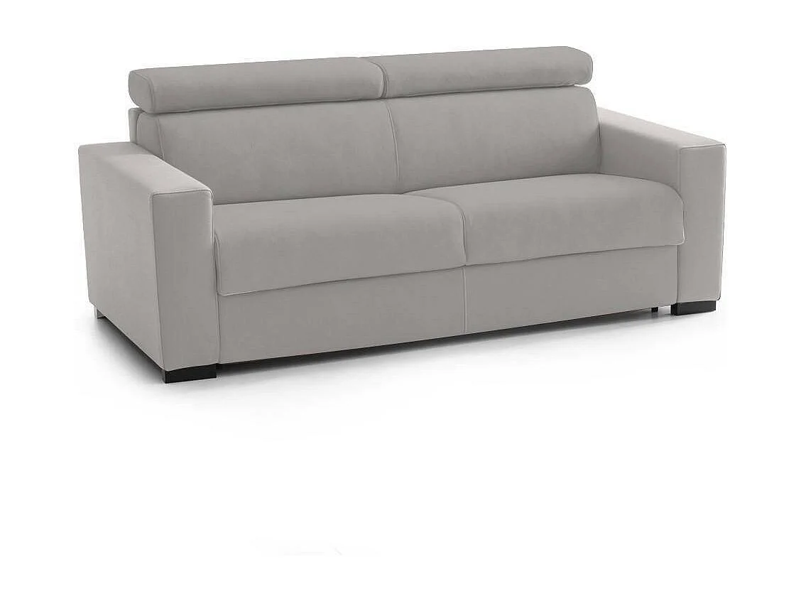 Canapé-lit Daame, canapé 2 places, 100% Made in Italy, Canapé de salon à ouverture pivotante, avec appuie-tête réglables et accoudoirs fins, 160x95h85 cm, Gris