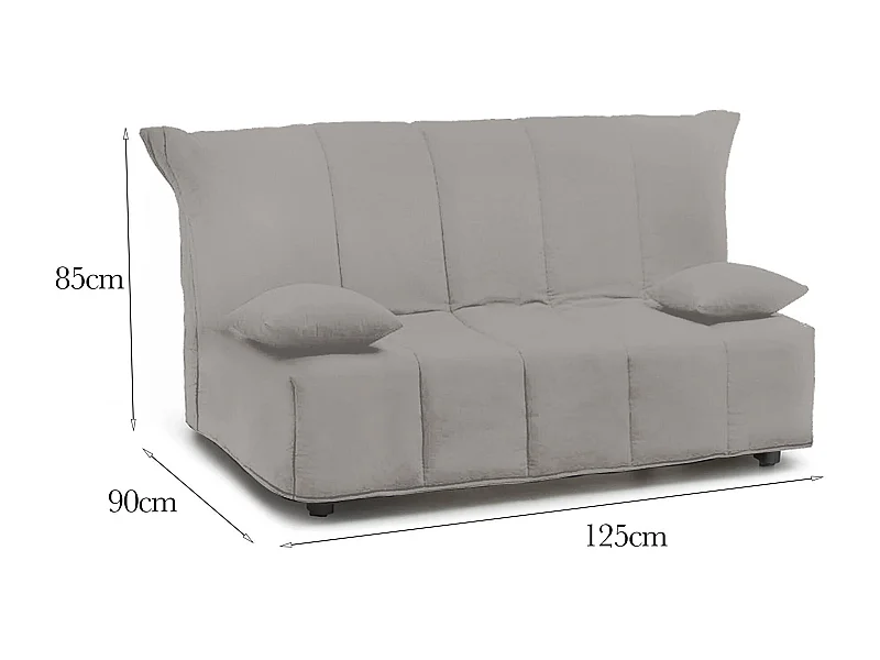 Canapé-lit Dabald, canapé 2 places, 100% Made in Italy, Canapé de salon avec ouverture trolley, en tissu rembourré, avec coussins inclus, 125x90h85 cm, Gris