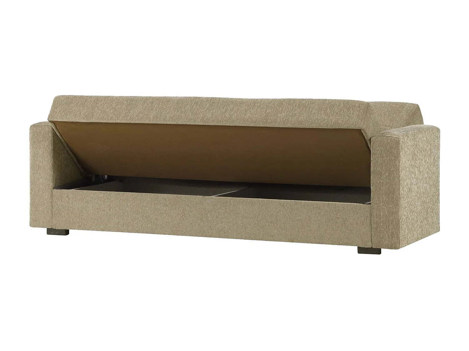 Sofá-cama Dlinette, sofá-cama contêiner linear de 3 lugares, Sofá da sala em tecido acolchoado com abertura click-clack, 212x80h87 cm, Azul