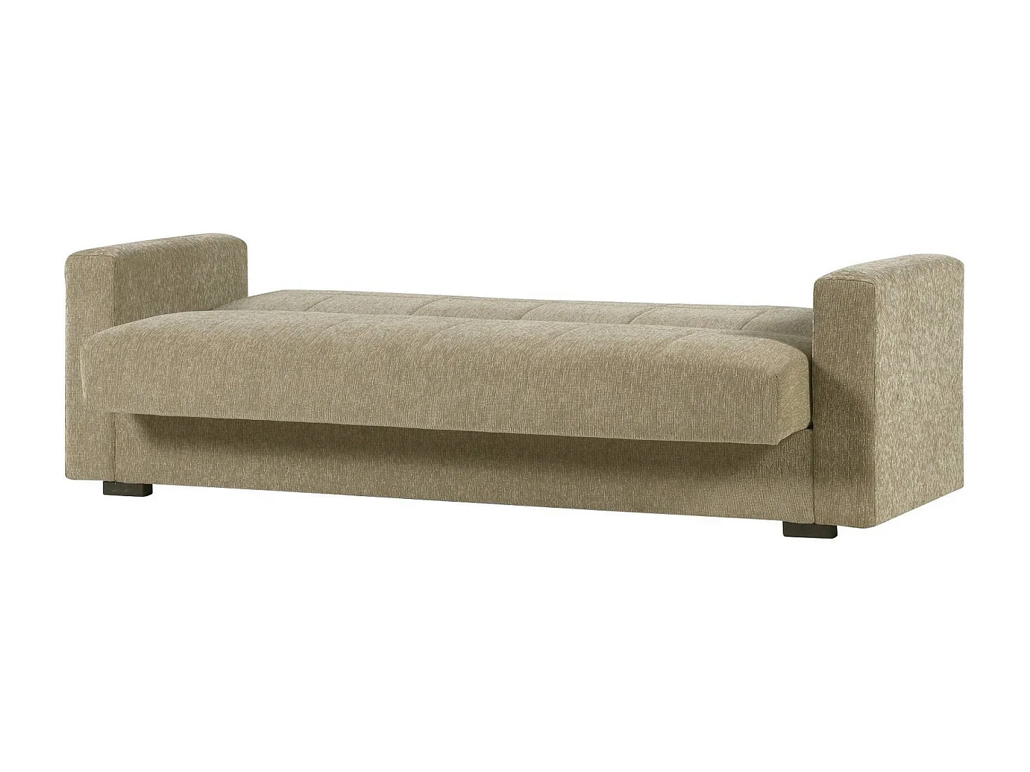 Sofá-cama Dlinette, sofá-cama contêiner linear de 3 lugares, Sofá da sala em tecido acolchoado com abertura click-clack, 212x80h87 cm, Azul