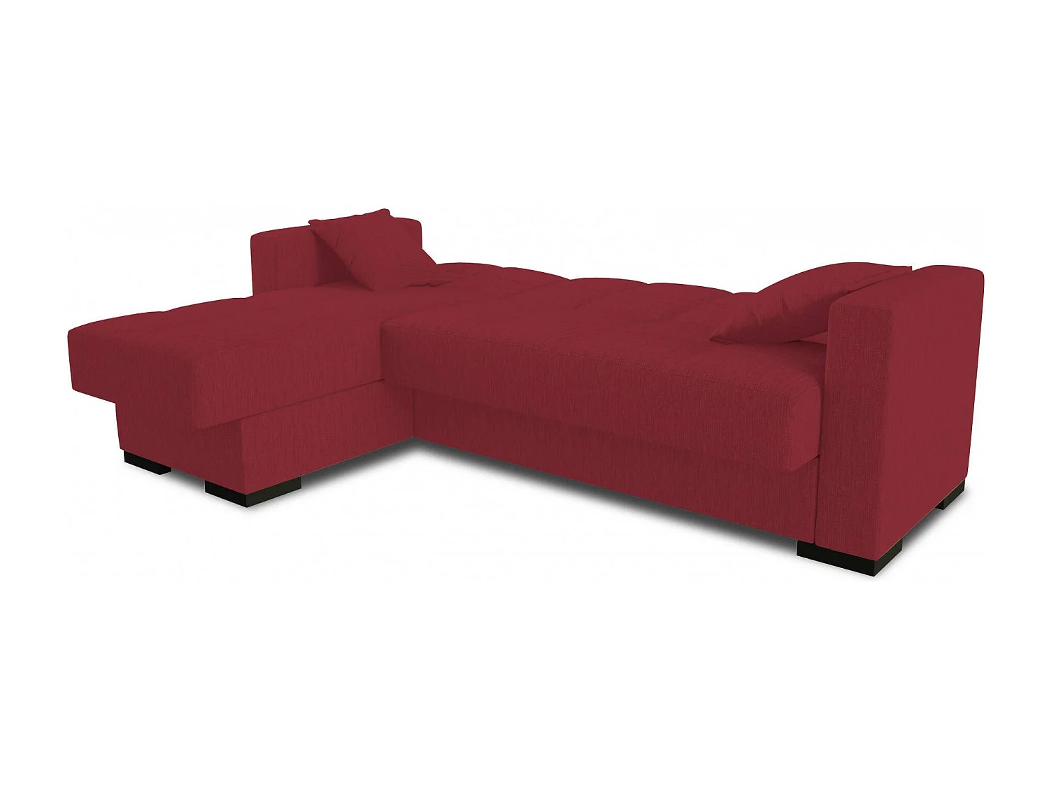 Canapé Ddajca, Canapé d'angle avec péninsule réversible, Canapé de rangement pour le salon avec chaiselongue et 2 coussins, 230x150h81 cm, Rouge