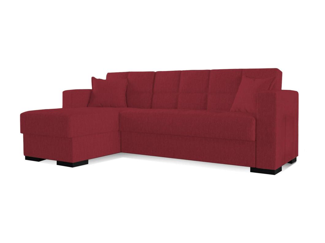 Ddajca slaapbank, Hoekslaapbank met omkeerbaar schiereiland, Woonkameropbergbank met chaislongue en 2 kussens, 230x150h81 cm, Rood