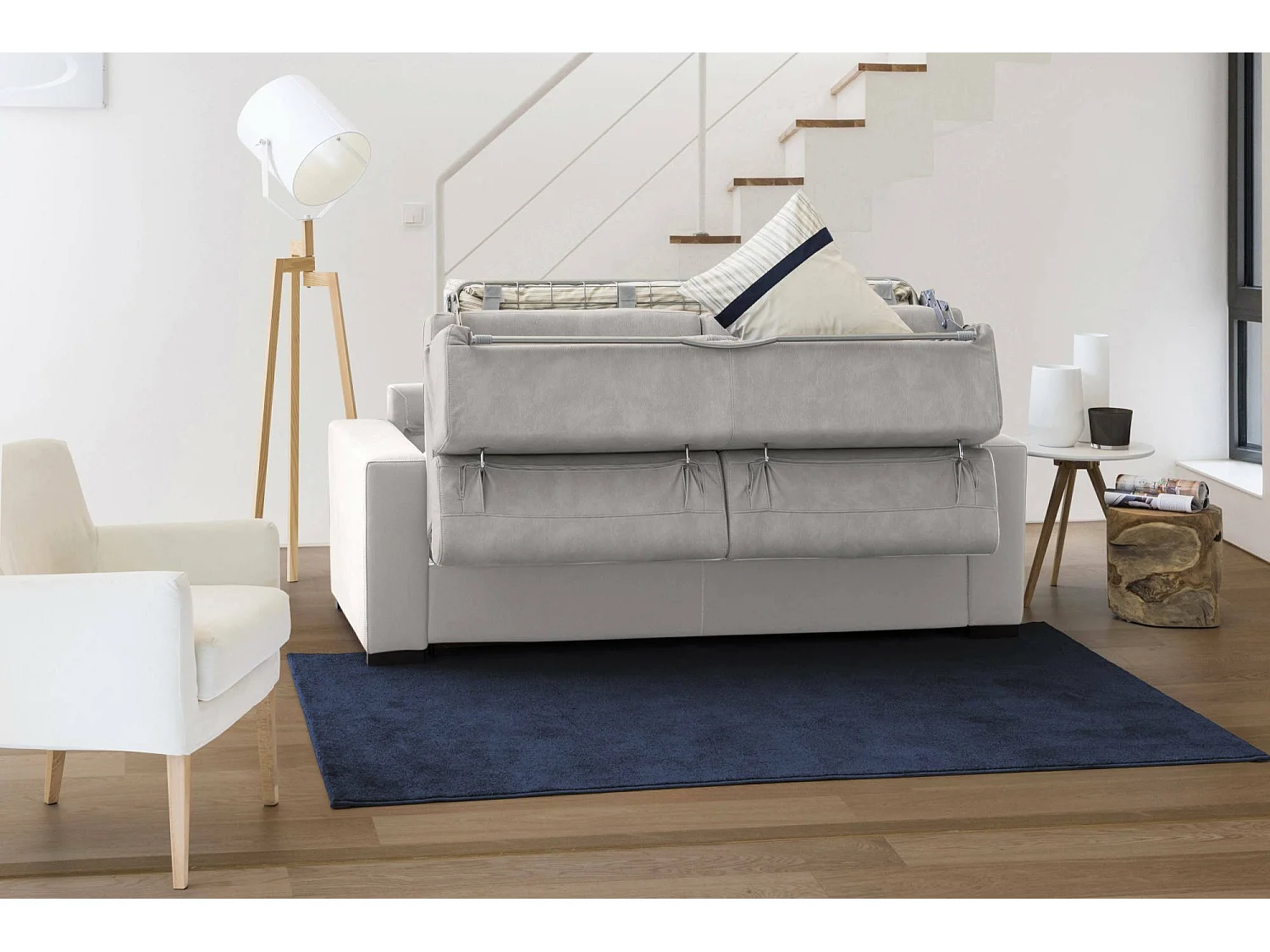 Canapé Daart, Canapé d'angle, 100% Made in Italy, Canapé avec ouverture pivotante, avec Péninsule Conteneur Droite, avec accoudoirs standards, Cm 280x95h85, Gris