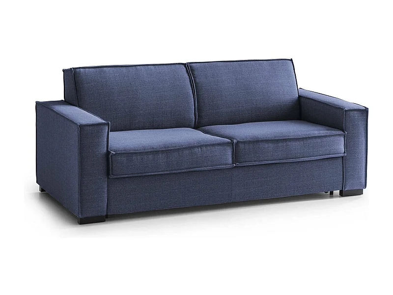 Canapé-lit Dekuba, canapé 2 places, 100% Made in Italy, Canapé de salon à ouverture pivotante, en tissu rembourré, avec accoudoirs standards, 180x95h90 cm, Bleu