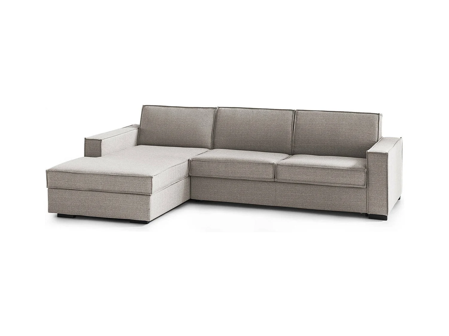 Daalber Slaapbank, Hoekbank, 100% Made in Italy, Bank met draaibare opening, Opbergschiereiland links, met standaard armleuningen, Cm 280x95h90, Taupe