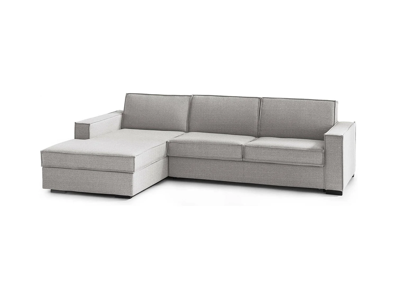 Daalb Canapé-lit, Canapé d'angle, 100% Made in Italy, Canapé avec ouverture pivotante, Péninsule de rangement gauche, avec accoudoirs fins, 260x95h90 cm, Gris