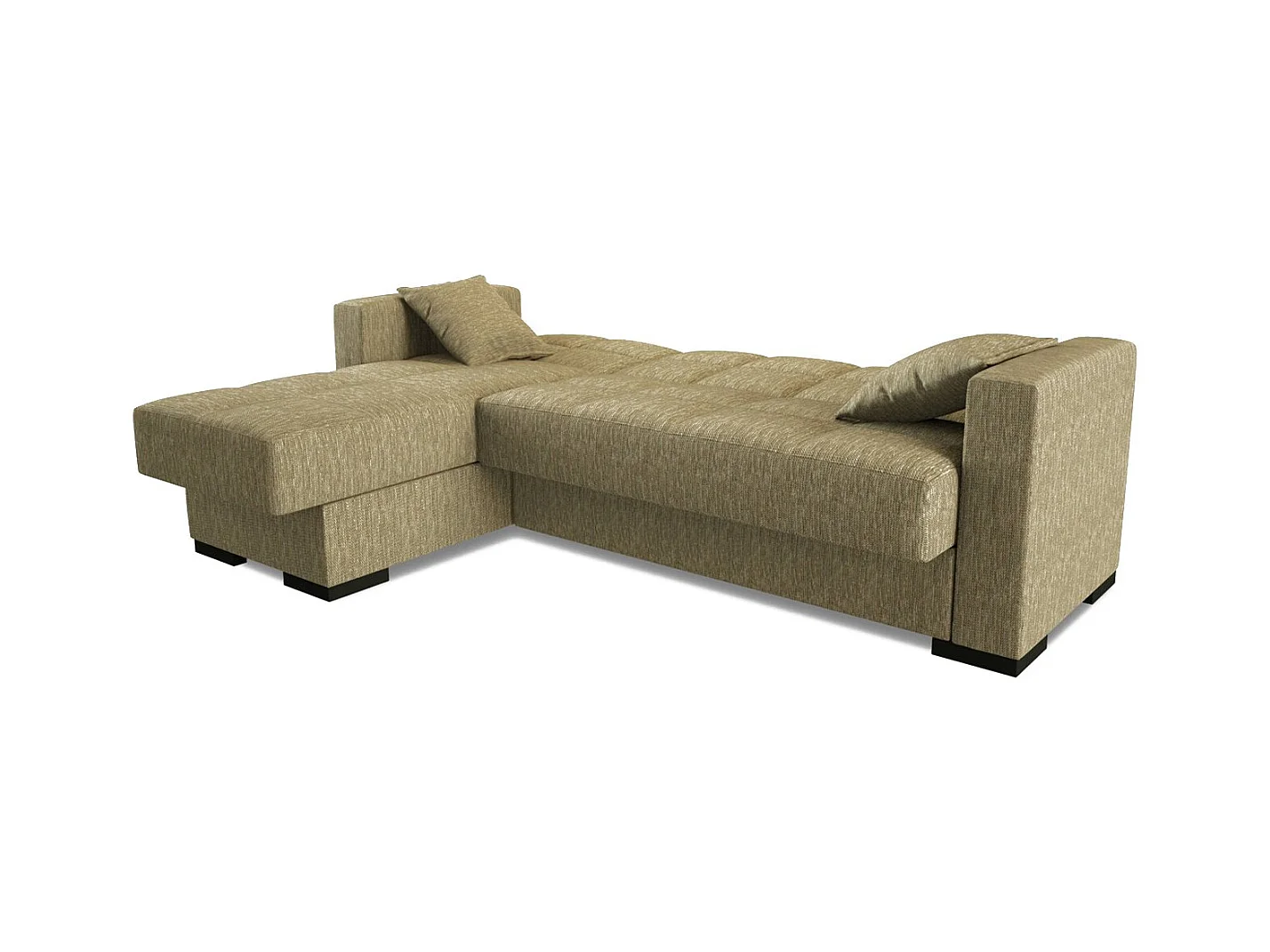 Canapé Ddajca, Canapé d'angle avec péninsule réversible, Canapé de rangement pour le salon avec chaiselongue et 2 coussins, 230x150h81 cm, Beige