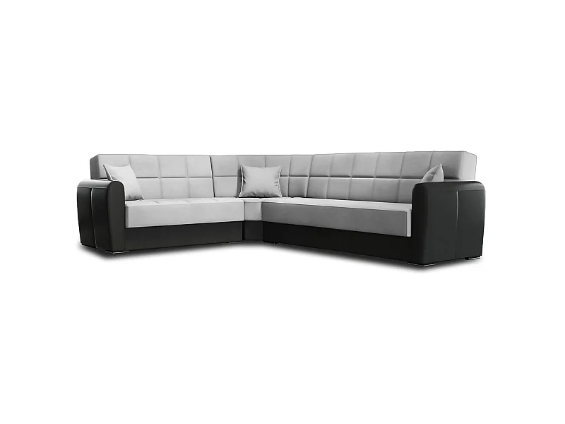 Dmora - Divano letto con penisola Gaillardia, 305x238h91 cm, Nero e Grigio Chiaro