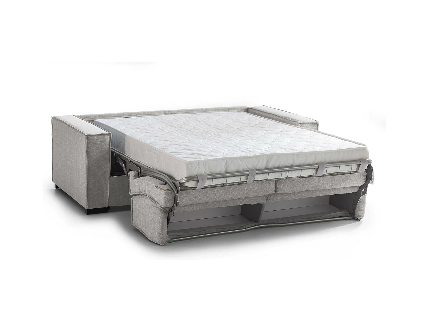 Canapé-lit Dmarull, canapé 2 places, 100% Made in Italy, Canapé de salon à ouverture pivotante, en tissu rembourré, avec accoudoirs fins, 160x95h90 cm, Gris