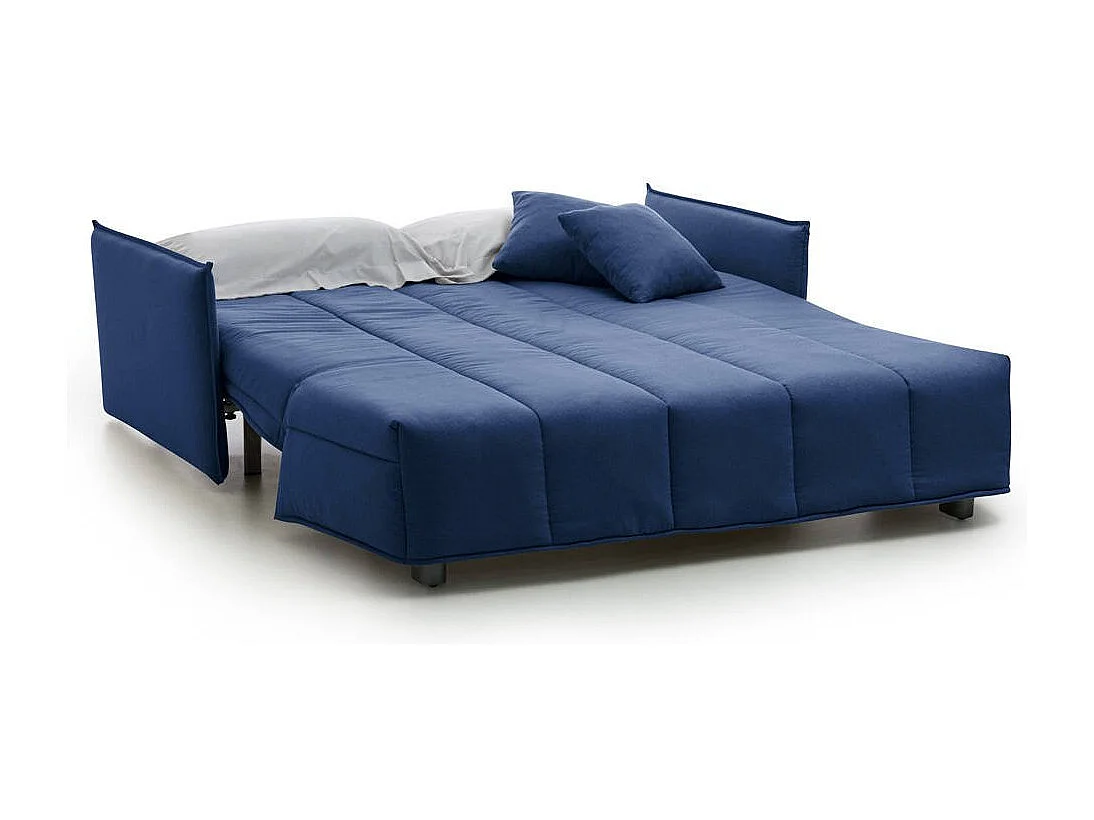 Divano Letto 2 Posti Alaric, Sfoderabile Made in Italy, 90x150 cm blu