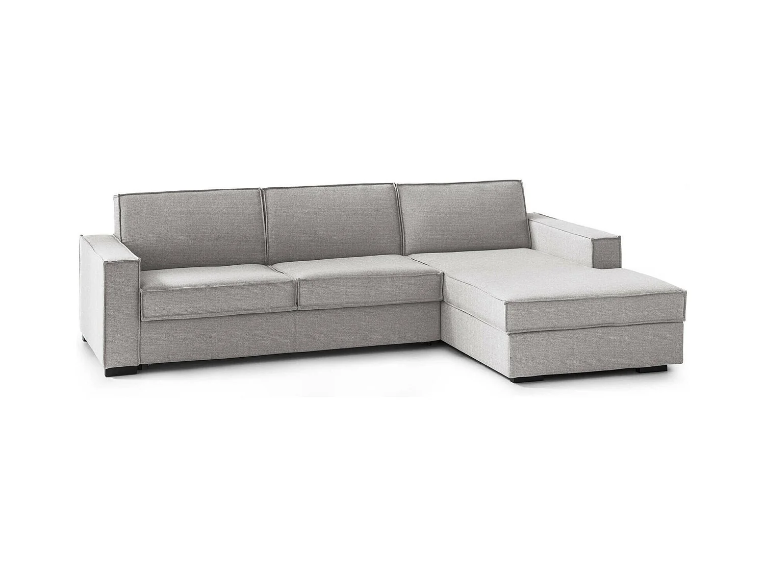 Canapé-lit Daaki, Canapé d'angle, 100% Made in Italy, Canapé avec ouverture pivotante, Péninsule de rangement droite, avec accoudoirs fins, 260x95h90 cm, Gris