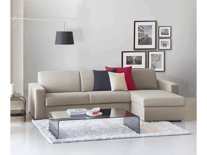 Talamo Italia - Divano letto con penisola Aika, Cm 280x95h90, Tortora