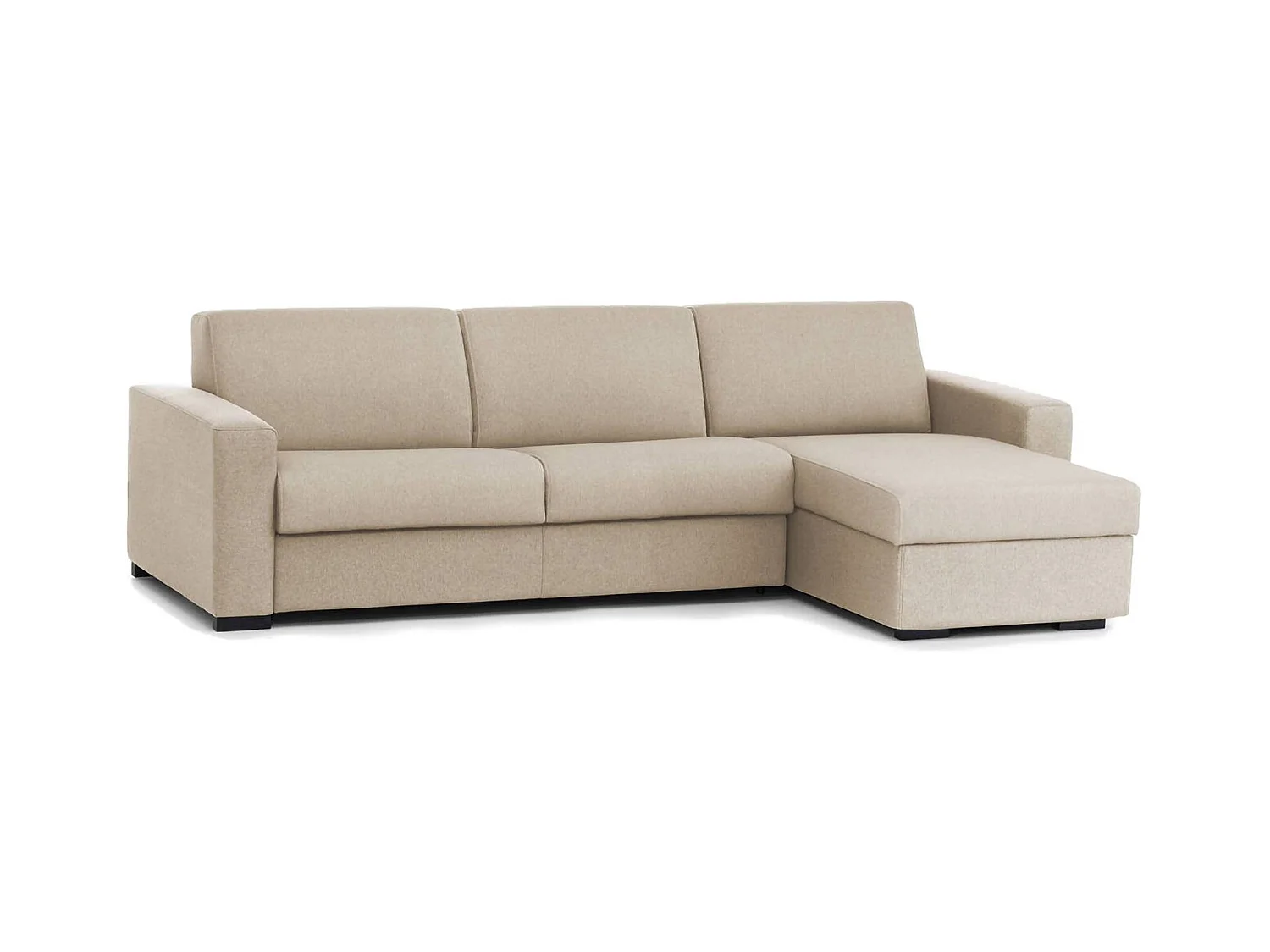 Schlafsofa Dabakar, Ecksofa, 100% Made in Italy, Sofa mit Drehöffnung, mit Wendebehälter Halbinsel, mit Standard-Armlehnen, Cm 280x95h90, Beige