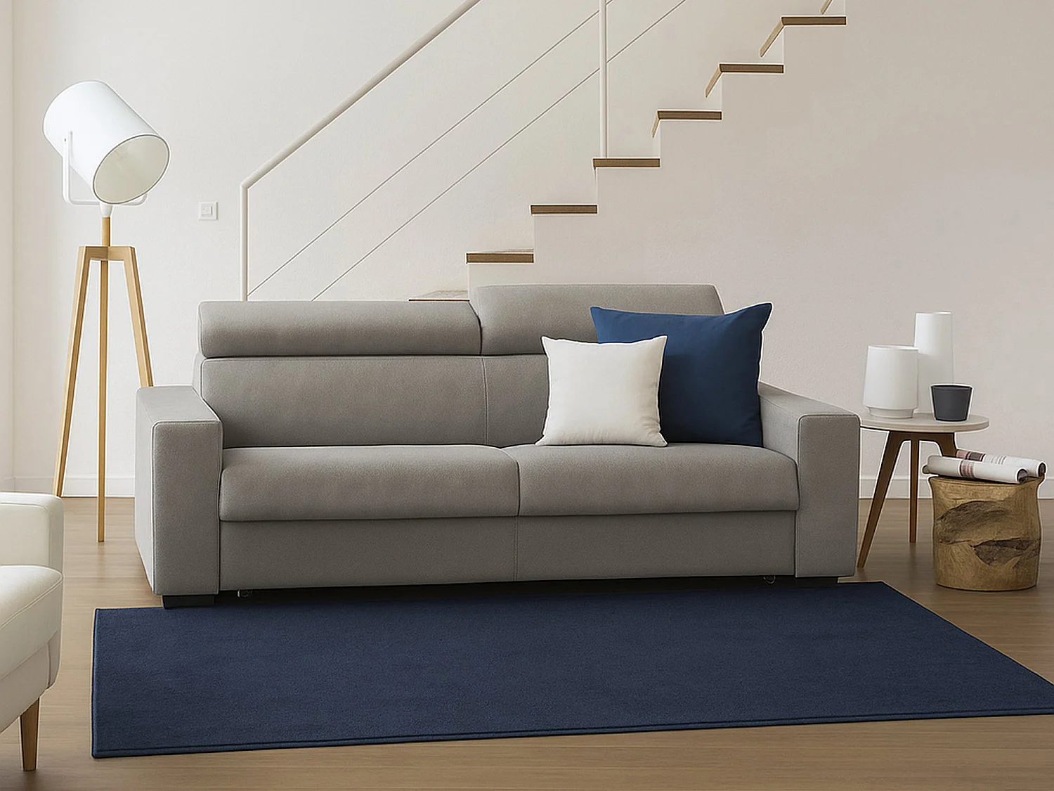 Canapé 3 places en tissu taupe DMICEL