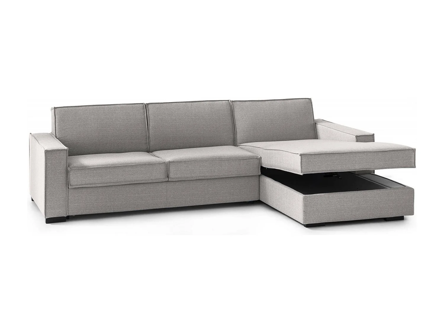 Festes Sofa Dkiyin, Ecksofa, 100% Made in Italy, Sofa Wohnzimmer mit, Rechte Containerhalbinsel, mit Standard-Armlehnen, Cm 280x95h90, Grau